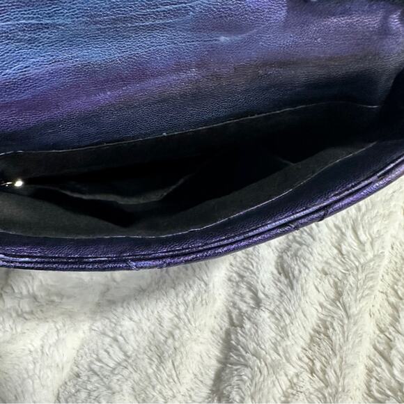 Badgley Mischka Elegant Blue Quilted Handbag With Pearl Handle wedding formal - Picture 11 of 13